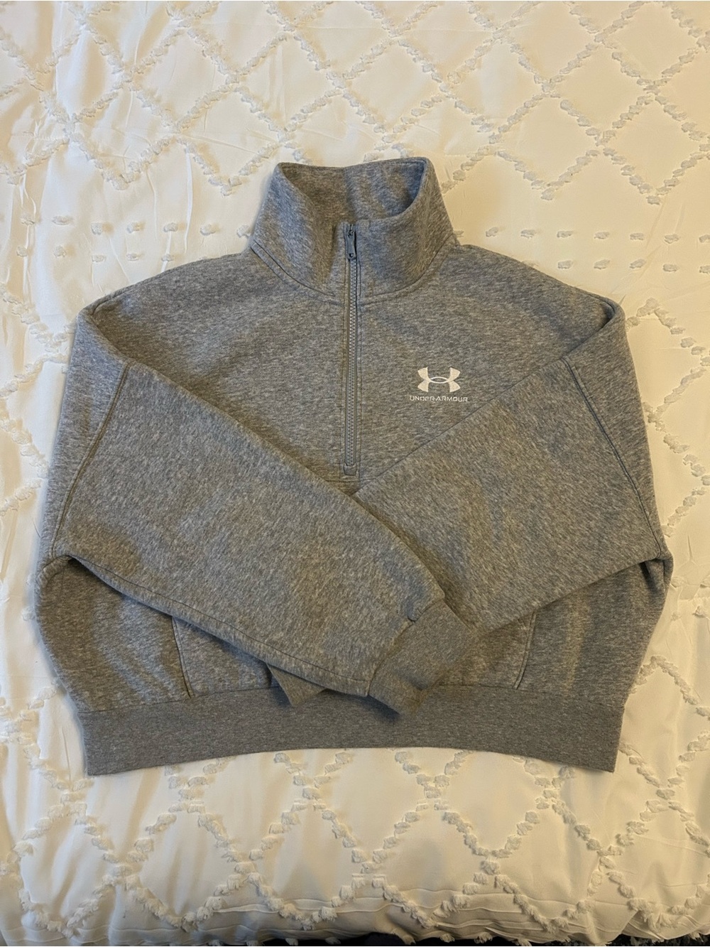 Under Armour Icon Women XS Gray Half-Zip Cropped Sweatshirt